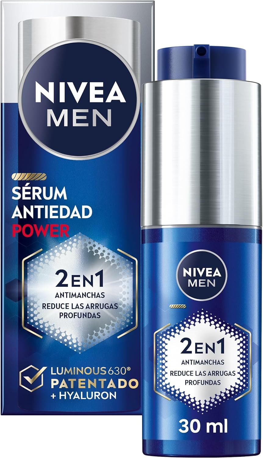 NIVEA MEN POWER 2-in-1 Anti-Aging Serum mit Luminous 630 und Hyaluronsäure – 30 ml