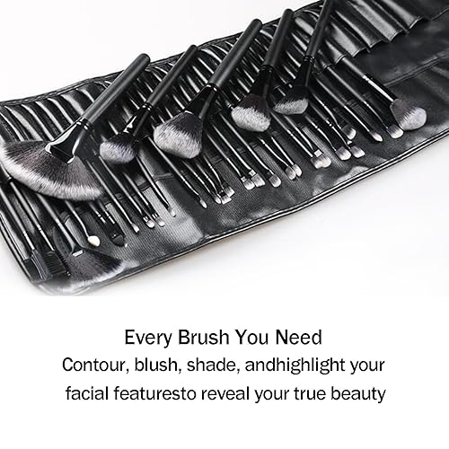 Miniatura 3 de Brochas de maquillaje, 32 piezas de brochas de maquillaje sintéticas de alta calidad profesional con bolsa de cosméticos, brocha de mezcla de base