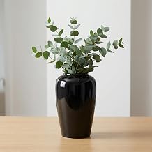 Beige Ceramic Vase - 8 Inch Modern Vase for Flowers - Minimalist Decorative Vases Home Decor, Coffee Table, Fireplace Decor, Bathroom Decoration, Dining Room, Easter Table Decoration