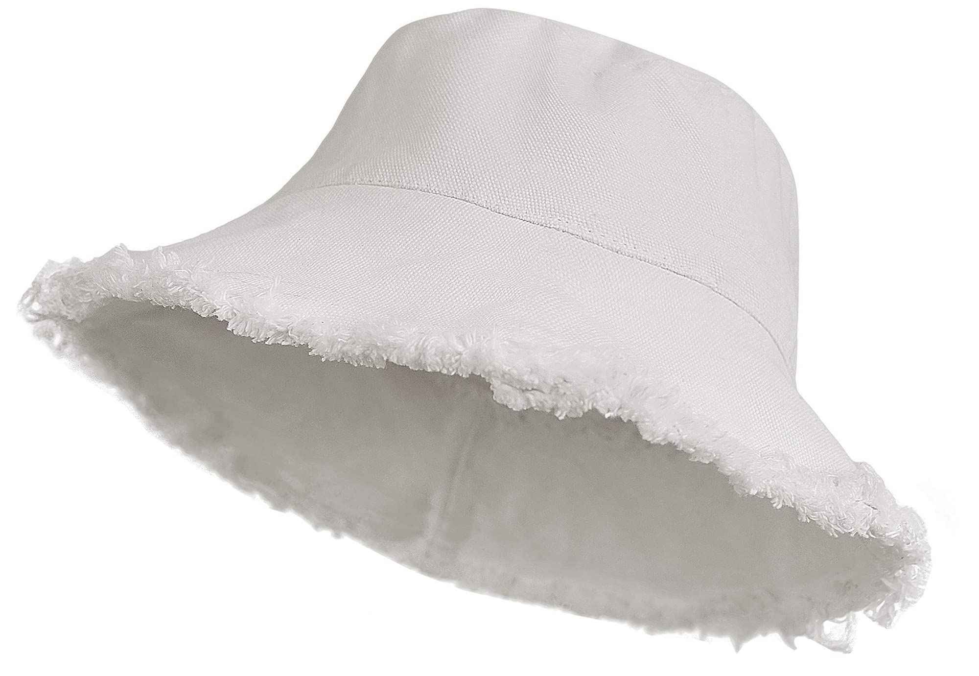 Feng Shui， Distressed-Sun-Bucket-Hat Sonnenschutz-Strandkappe aus gewaschener Baumwolle mit breiter Krempe für den Sommer