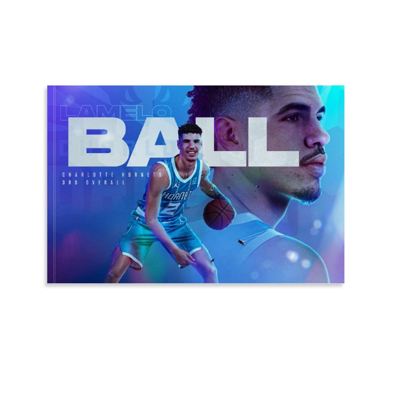 Lkjhlk Unframe-Style1 Lamelo Ball Poster Basketball Canvas Wall Decor Art Painting Print For Office Living Room Dorms Homes - Gifts For Boyfriend Man 12X18inch(30X45cm)