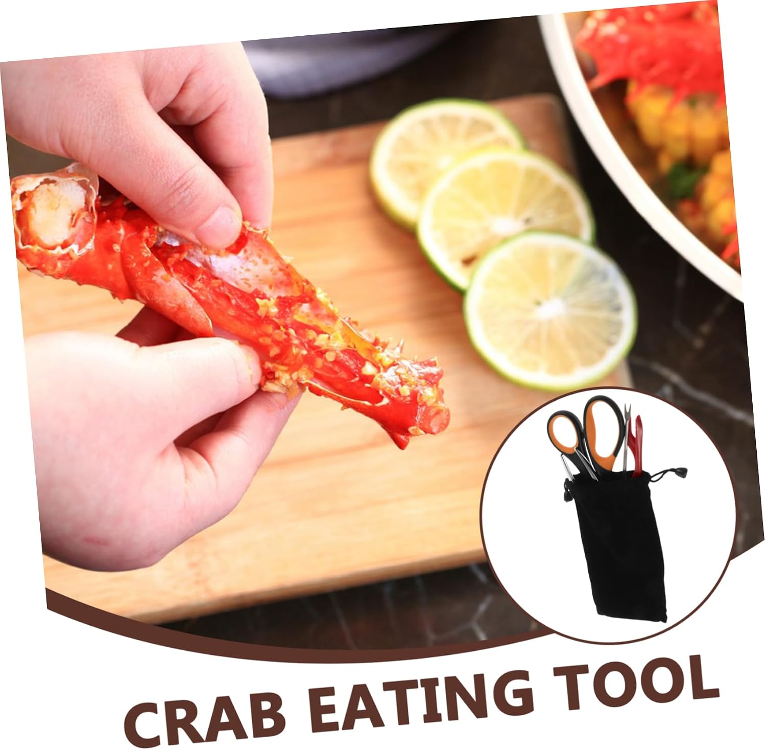VICASKY 1Set Seafood Tool Crab Picks and Crackers with Ergonomic Handle Lightweight Design for Easy Carrying for Crab and Lobster Eating