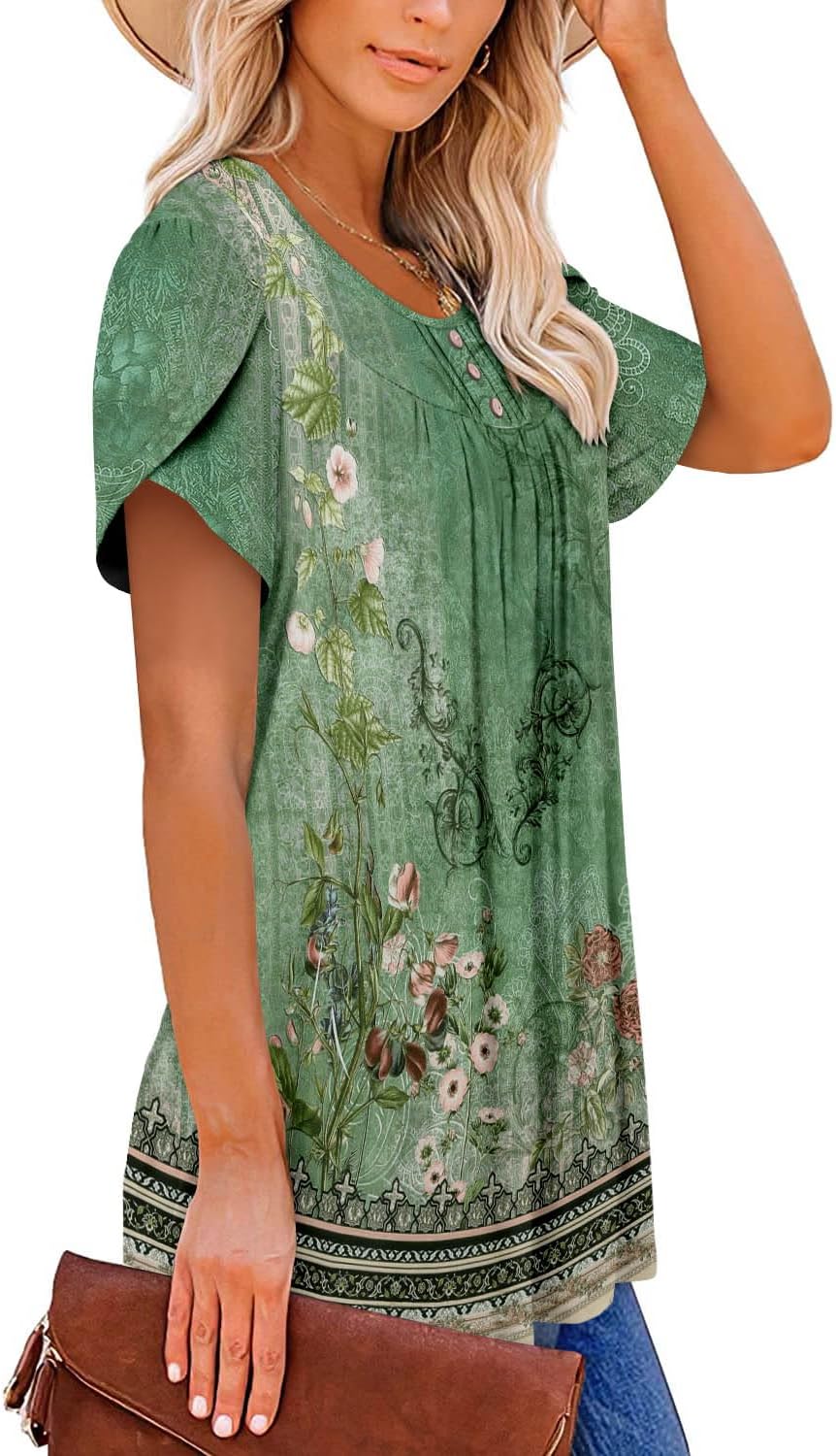 BETTE BOUTIK Women's Summer Tunic Tops Flowy Flare Botton Down Shirts Blouses S-3XL - Image 4