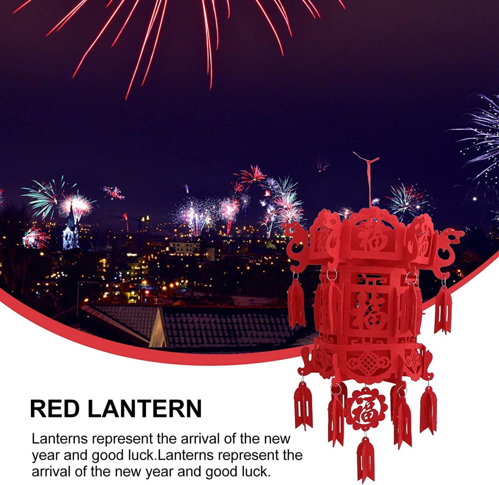 Lampiony papierowe, dekoracje wiszące, latarnia-6 szt. Święto wiosny Lampion z włókniny Dekoracyjna latarnia w stylu chińskim Czerwone noworoczne Podwójny komfort(35 * 25cm)