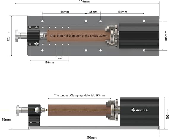 4th Axis Rotary Module for 4030-Evo Ultra/4030-Evo Ultra2, w/Industrial Harmonic Reducer 50:1, Clamped Range: Length 20-260mm, Diameter 2-67mm