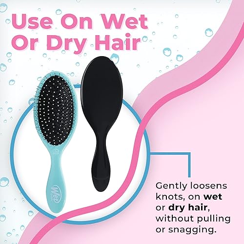 Miniatura 5 de Wet Brush Paquete de cepillo desenredante original y desenredante de cabello grueso, aguamarina y negro