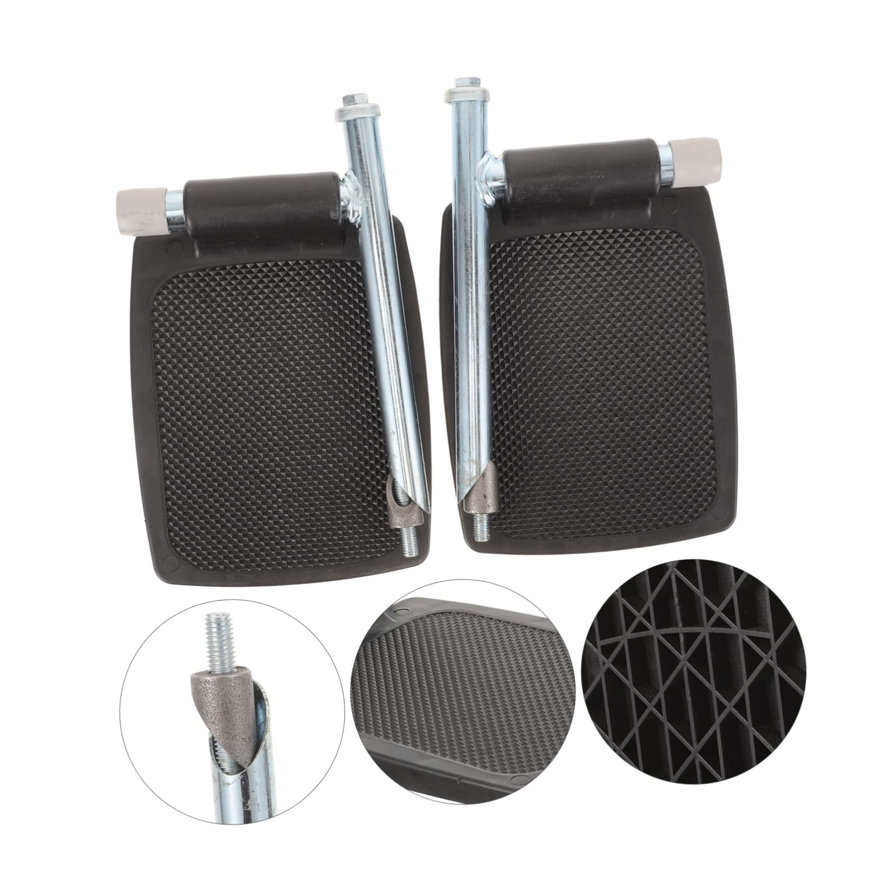 BESTYASH 1 Par de Reposapiés para Silla de Ruedas, Pedal Estable y Resistente de Plástico Negro con Poste, Adecuado para Uso Diario