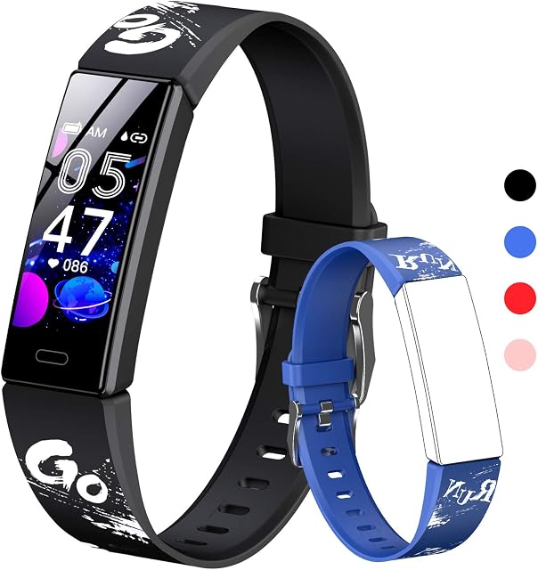HOFIT Fitness Tracker For Kids, Fitness Watch Activity Tracker With Pedometers, Heart Rate & Sleep Monitor, Stopwatch, IP68 Waterproof, Smart Band With 2 Interchangeable Wristband