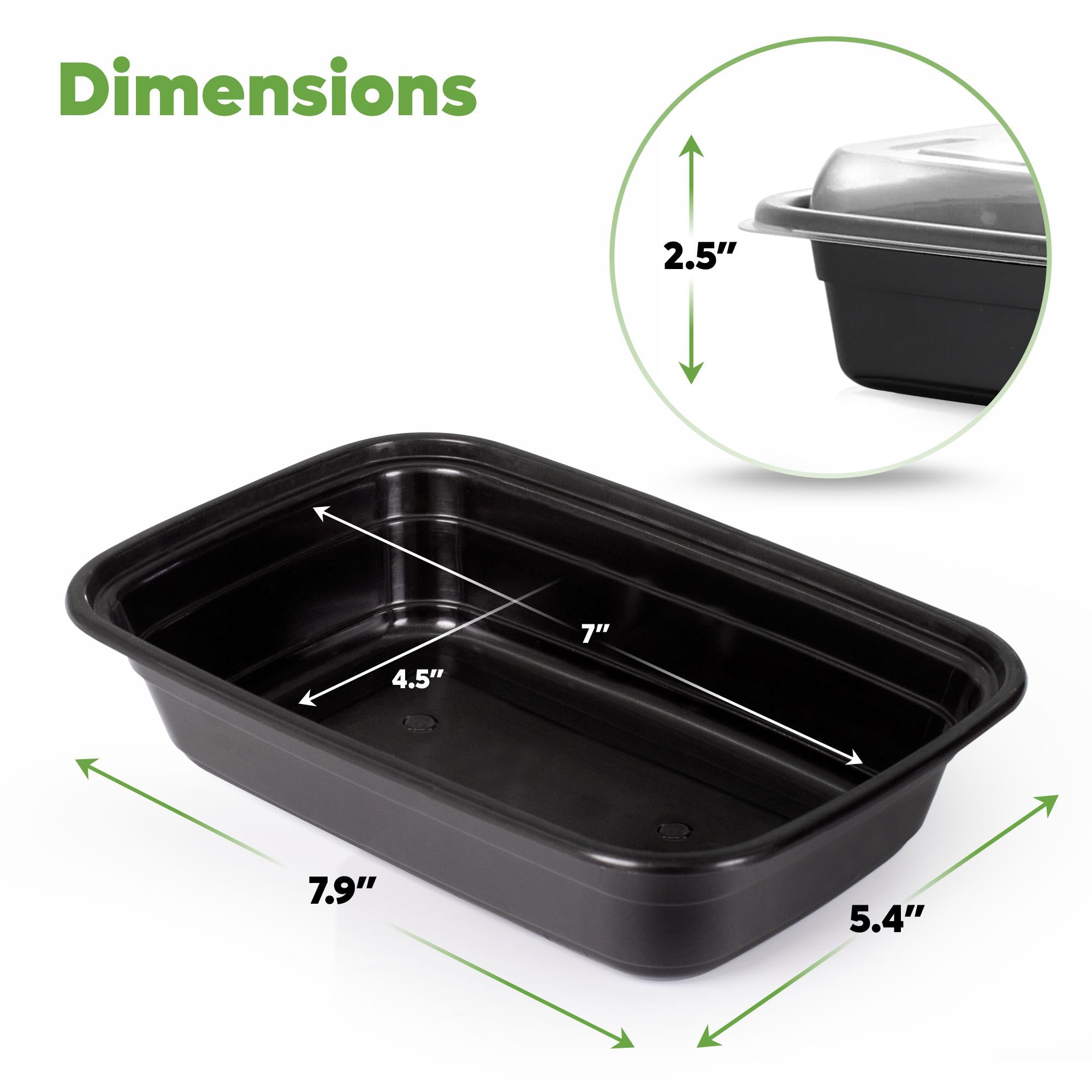 Comfy Package Contenedores reutilizables de 24 onzas, paquete de 50 unidades, 1 compartimento, aptos para microondas, lavavajillas y congelador, sin BPA, control de porciones y almacenamiento de