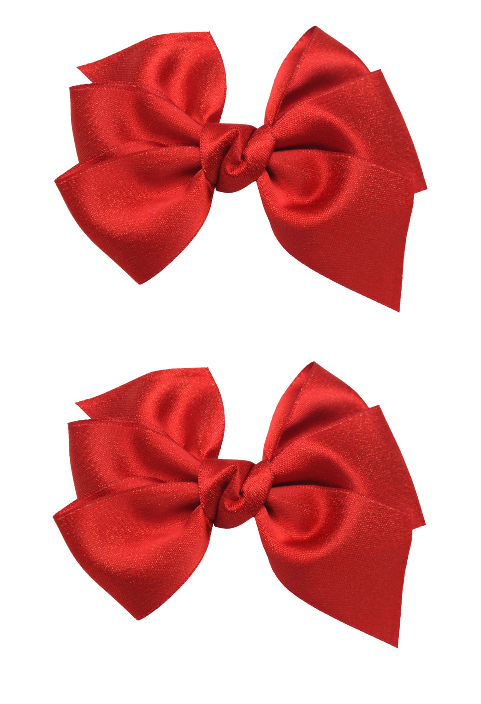 Lot De 2 Nœuds à Cheveux à Paillettes 10,2 Cm - Accessoire Cheveux Fille, Enfant, Ado - Rouge Brillant