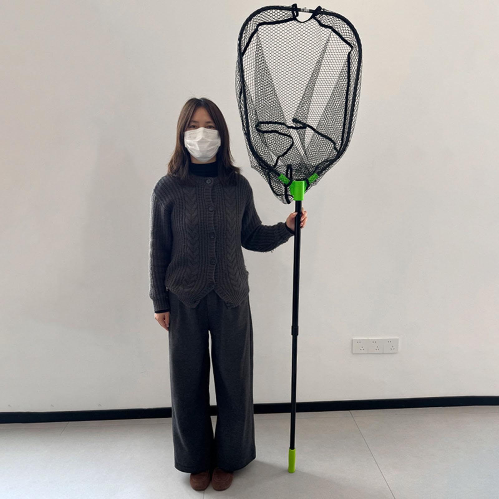 F Fityle Guadino Telescopico con Accessori Antiscivolo, Pratica Borsa a Rete Incassata E Asta Telescopica per Barche da Pesca in Acqua Dolce.