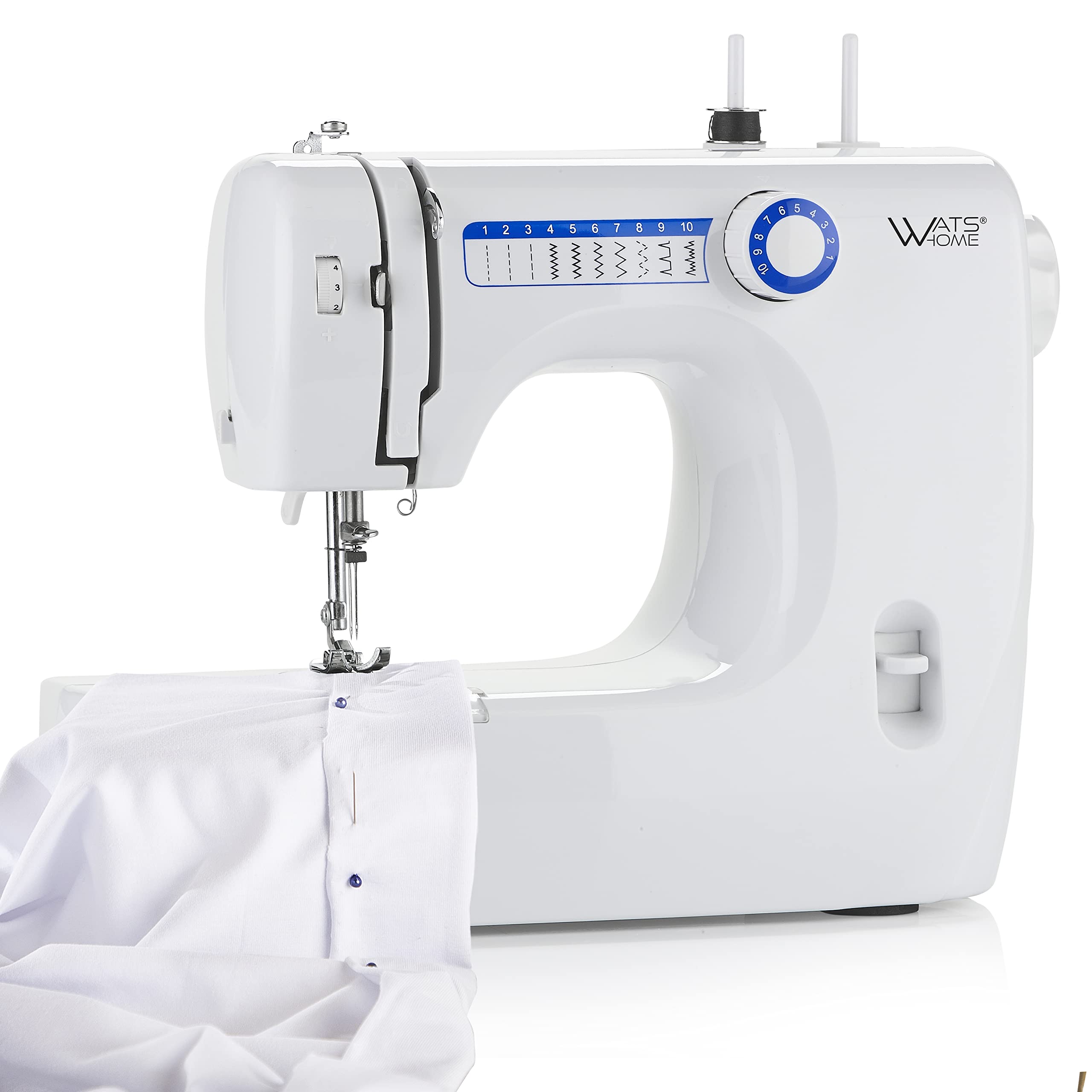 Tristar Máquina de Coser, Modelo para Principiantes, 10 Puntadas, Brazo Libre, Aguja Doble, Enhebrado Fácil, Diseño Ligero, No apta para telas gruesas, Ideal desde 12 años, SM-6000