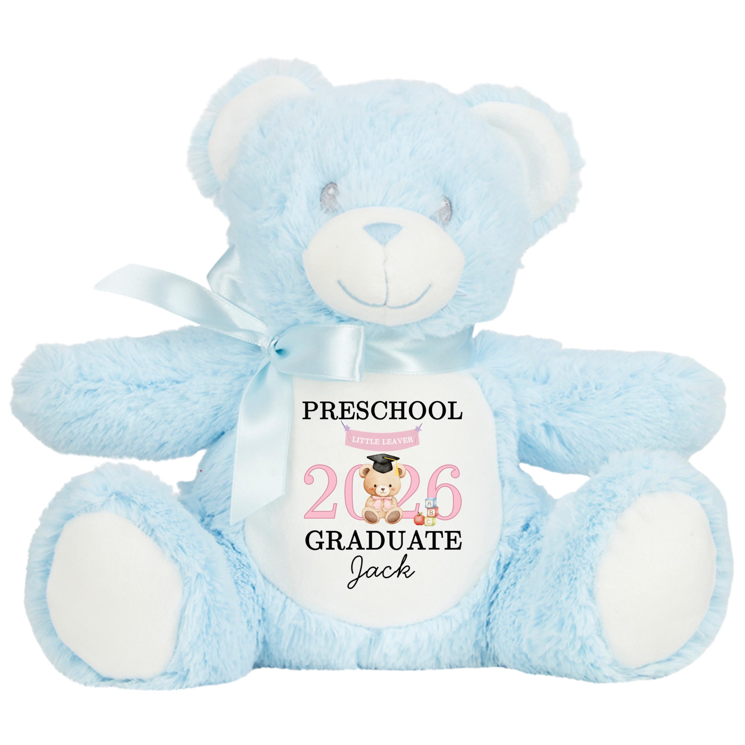 Leaving Preschool Gift Cuddly Toy - Personalised Pre School Graduate 2026 Pink Bear Customised Teddy Toddlers and Kids Plush Named Nursery Starting School Leaver Party Last Day Soft Plushie - Blue Ted