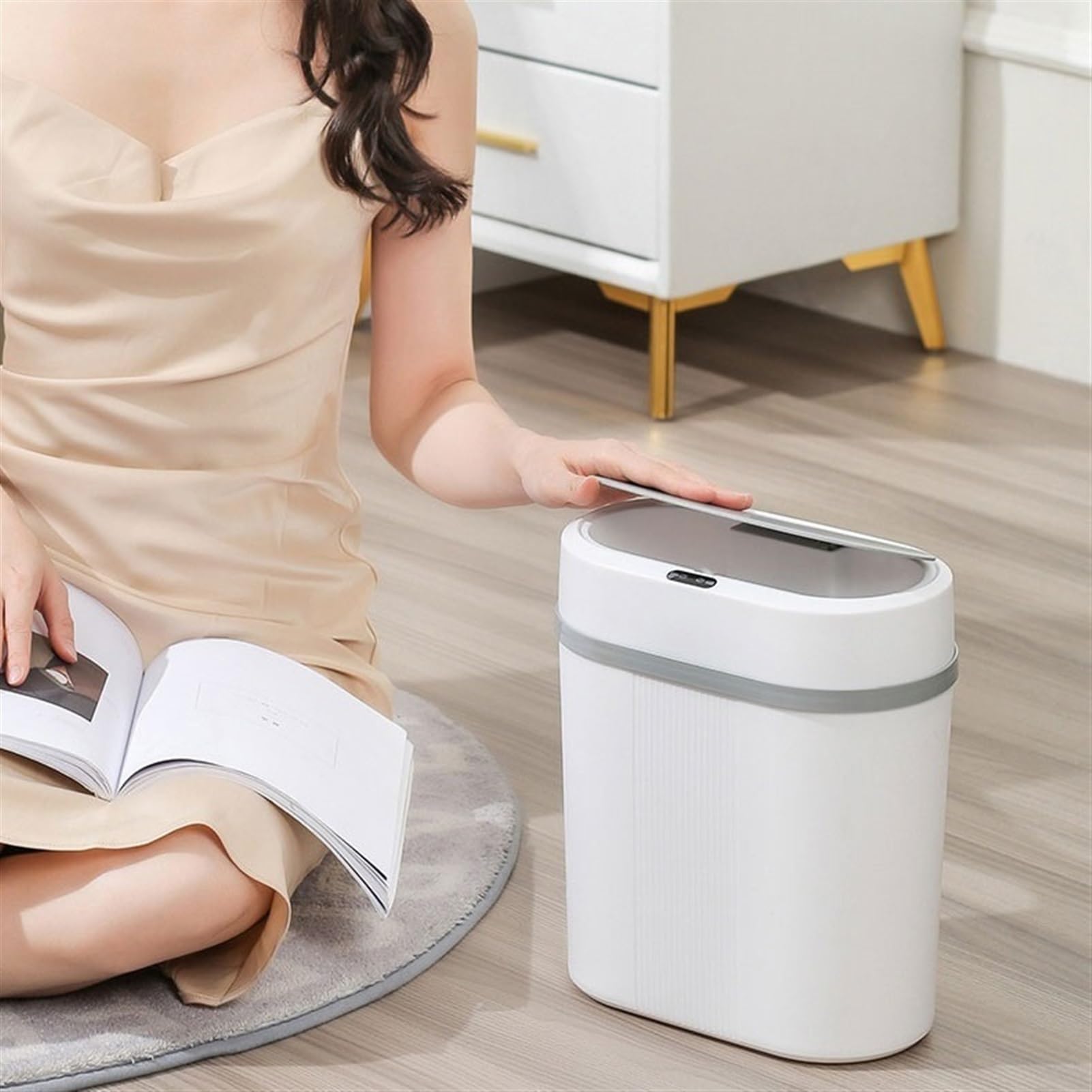 Cestino Bidone della Spazzatura for Uso Domestico Cestino for la Carta igienica Gap Tubo Stretto con Coperchio Papeleras para Cocina(A)