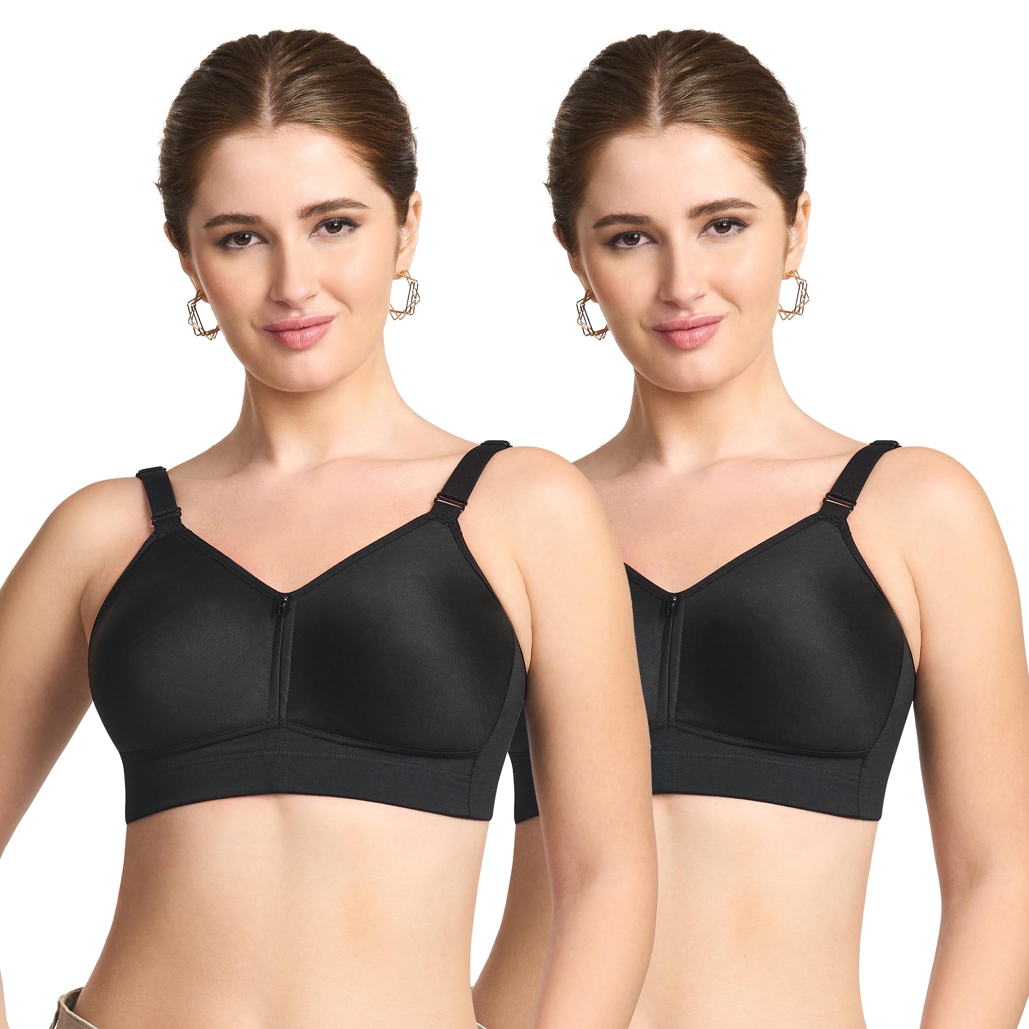 trylo Riza T-FIT Women's Non-Padded,Non-Wired,Full Coverage,Seamless 100% Hosiery Cotton Fabric Bra Combo Pack of - 2-picture-11