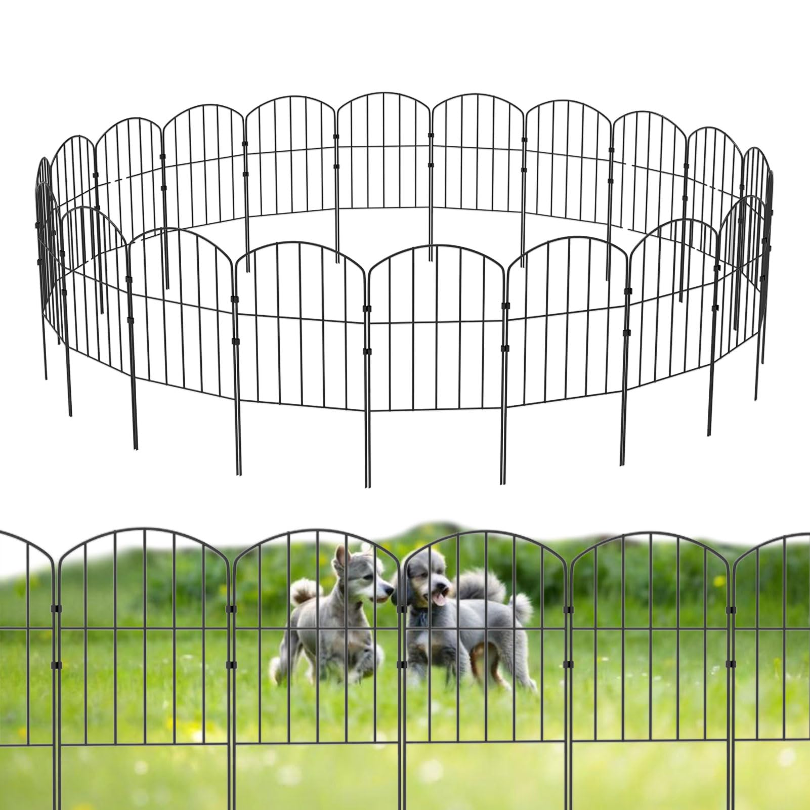 Metal Garden Fence 320CM(L) × 61CM(H),10/20 Pack Dog Fencing No Dig Decorative Fences for Garden Flower Bed and Animal Barrier for Yard Patio Outdoor Decor (10)