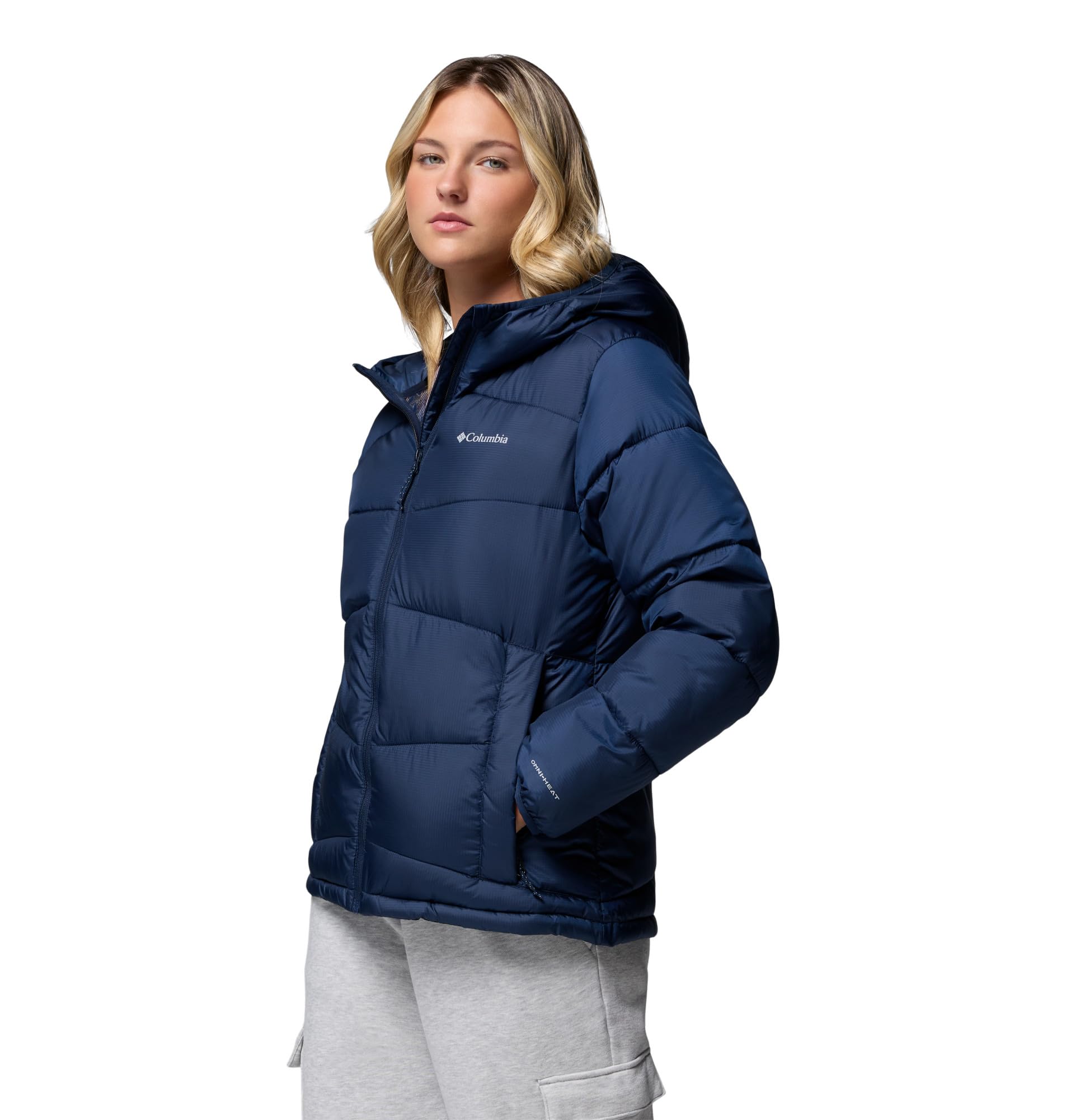 Columbia Damska kurtka z kapturem Fivemile Butte, kurtka puchowa z kapturem, Collegiate Navy, L