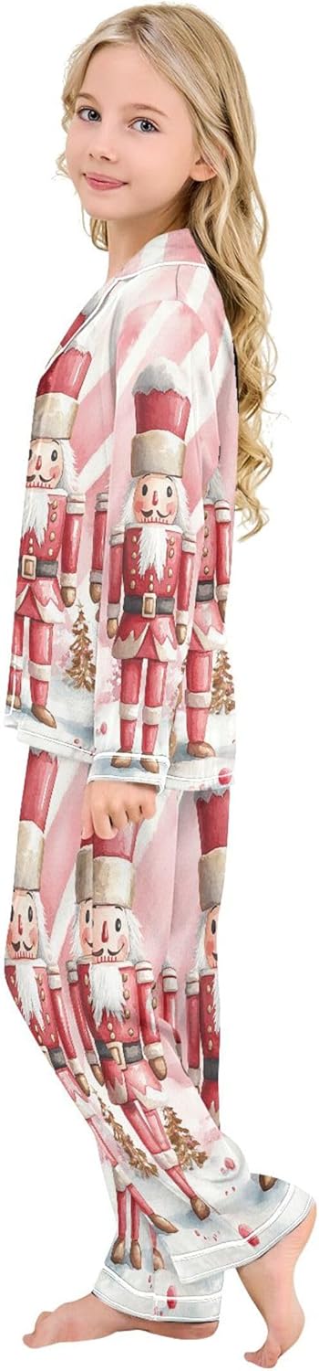 Silk Pajama Sets Long Sleeve Pajamas Soft Sleepwear 2 Piece Pjs Set
