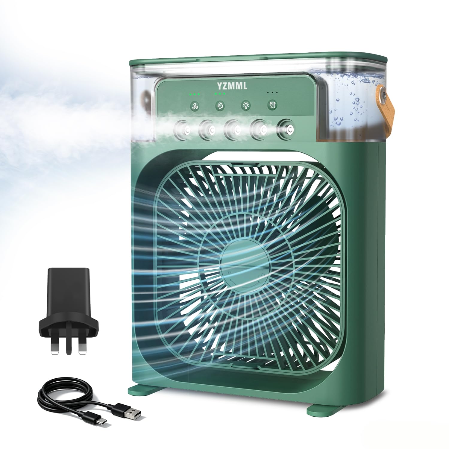 YZMML Personal Desk Air Cooler with Mist, 600ml Water Tank, USB-C Powered