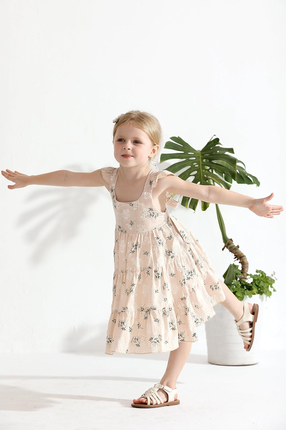 YOUNGER TREE Toddler Baby Girls Dress Summer Ruffle Sleeve Halter Casual Kids Beach Sundress - Image 2