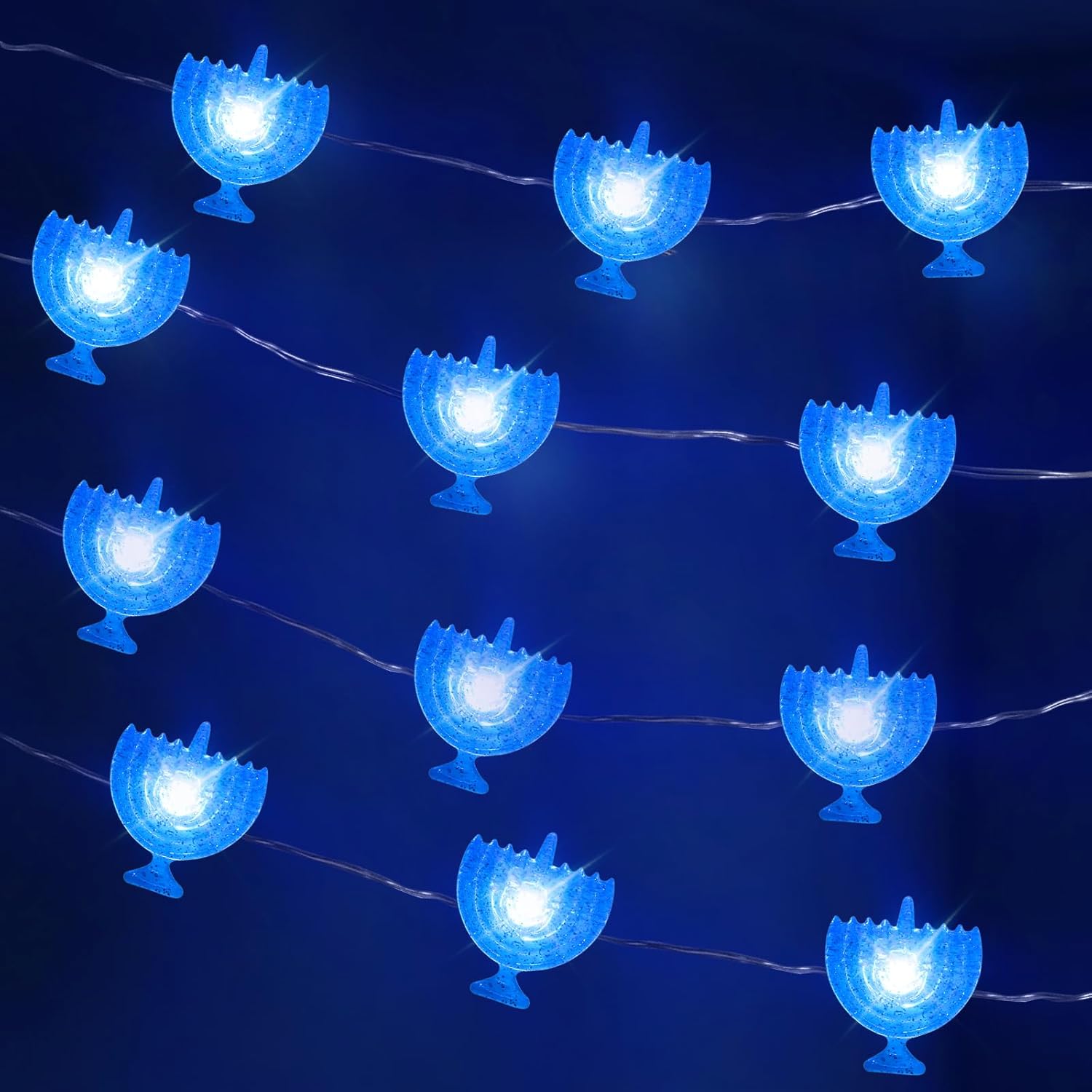 Diginterest Hanukkah Menorah String Lights, 10 ft 30 LEDs