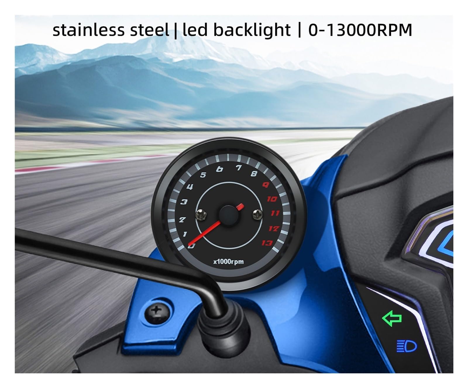 Contagiri Per Moto 13000 Giri/min Ricambi Per Moto Contachilometri Accessori Per Motociclette Macchinari Contagiri Con Luce LED Universale Indicatore