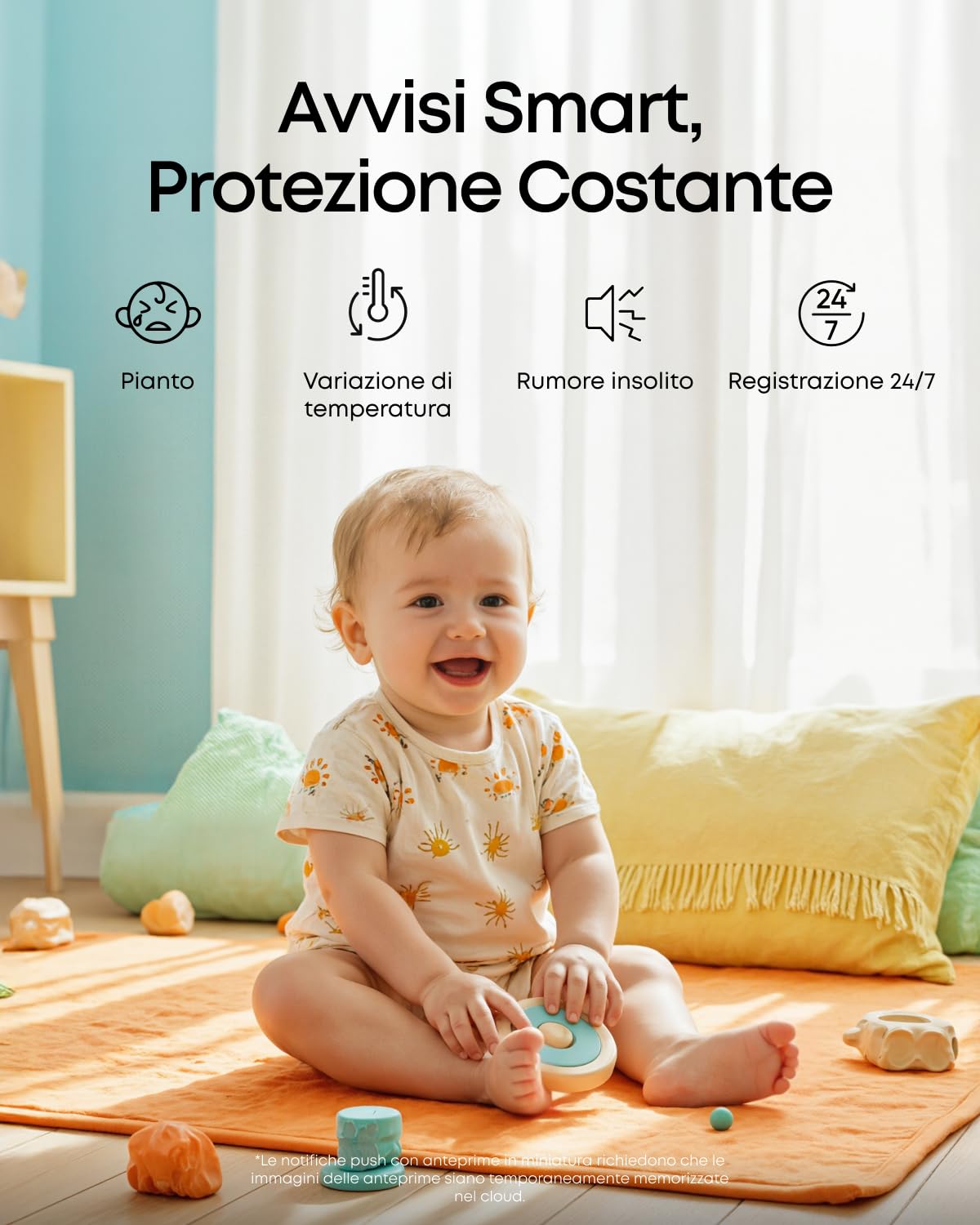 eufy Security C10: Monitor 2K, LCD 4,5" 480p, Zoom x4, Pan/Tilt, Notte. Ibrido senza Wi-Fi, 12h batt. Rileva moto, pianto, rumori, temp. Audio 2-vie, VOX.