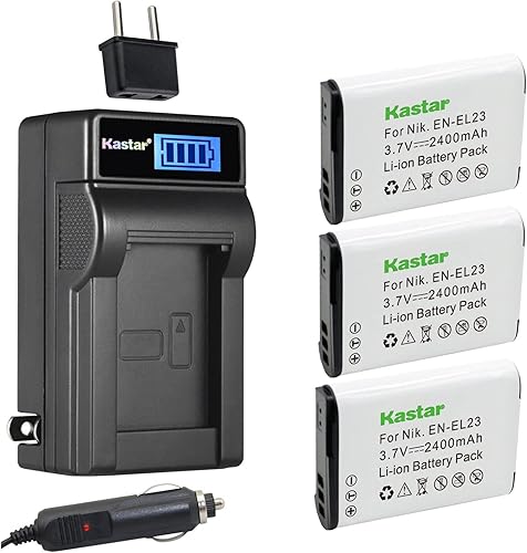 Miniatura 8 de Kastar Paquete de 4 baterías EN-EL23 y cargador de CA LCD compatible con batería Nikon EN-EL23, cargador MH-67 MH-67P, Nikon Coolpix B700, Coolpix