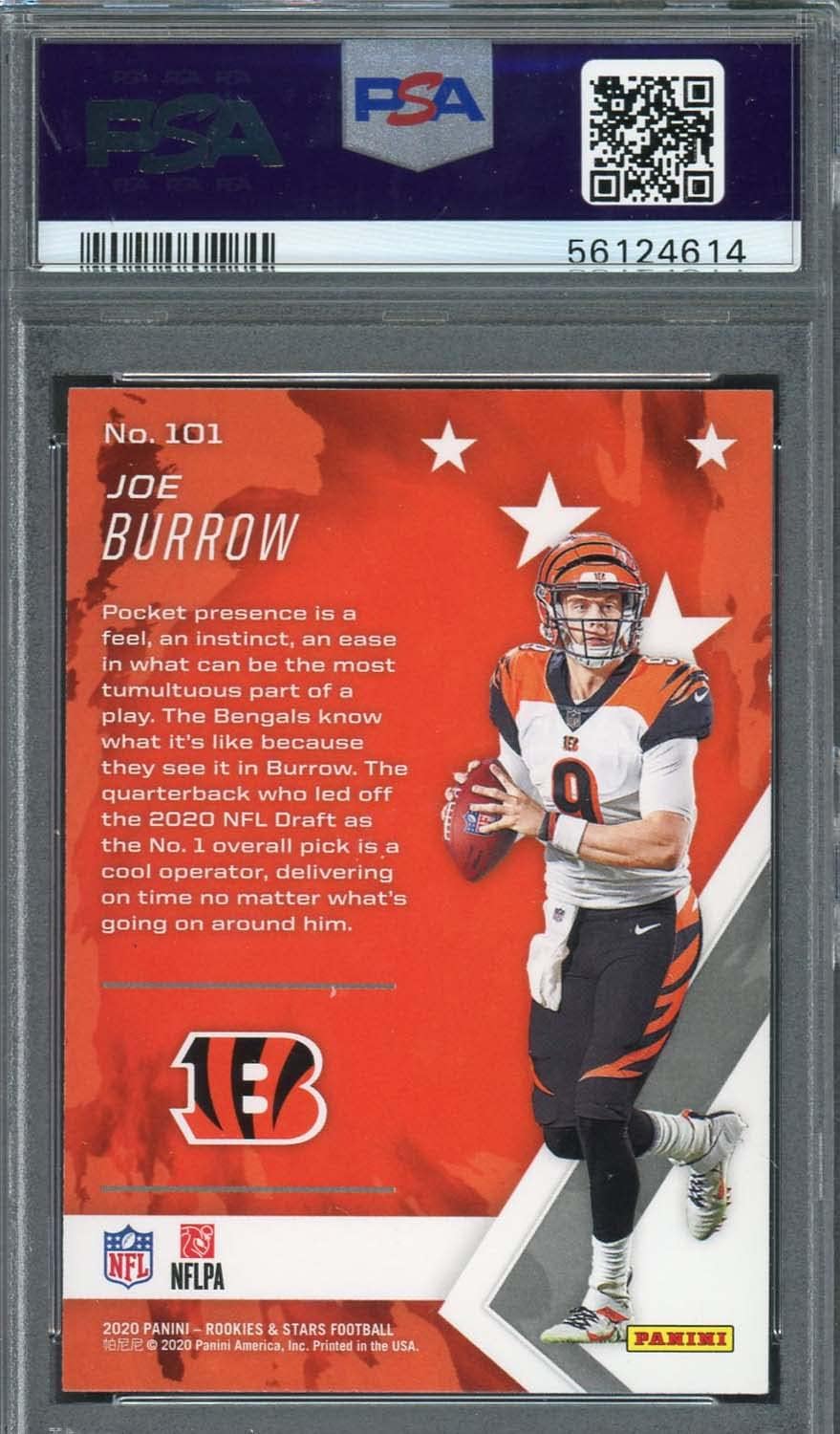 Joe Burrow 2020 Panini Rookies & Stars Football Card #101 Graded PSA 10