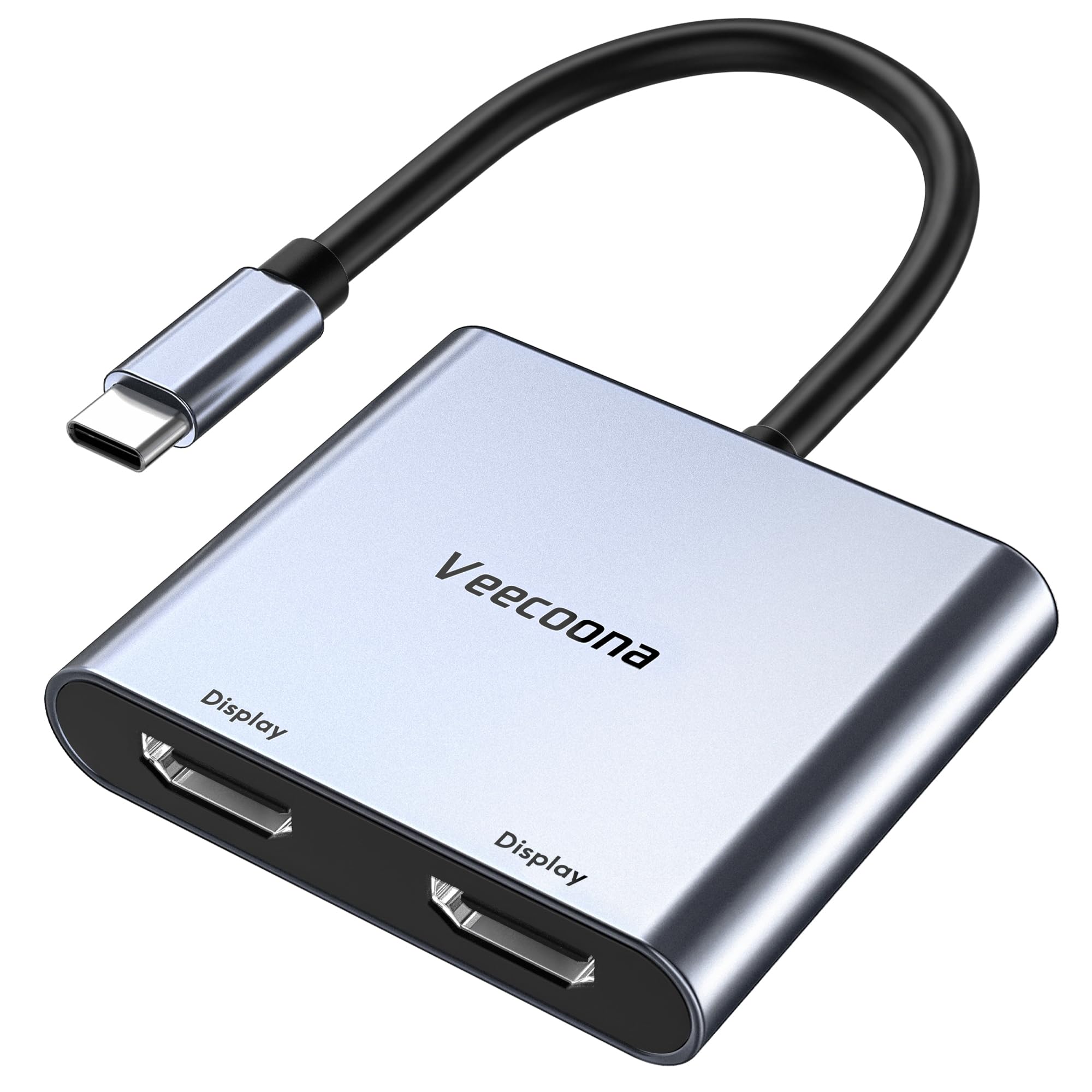 Adattatore da USB C a doppio HDMI, splitter HDMI 4K a 60 Hz, display esteso per doppio monitor, convertitore di tipo C per Windows/macOS, Windows consente 3 schermi separati, modalità MST (display
