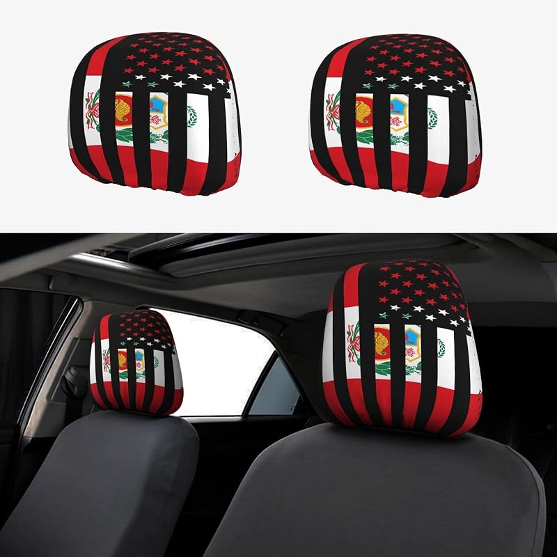 Capas para Apoio de Cabeça de Banco Automotivo com Estampa de Bandeira do Peru, RISOIU, 2 unidades