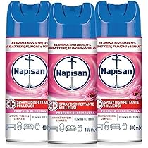 Napisan Spray Disinfettante Milleusi, Disinfettante Spray per Tessuti e Superfici, Fragranza Profumo di Primavera, Confezione da 3 Spray da 400ml