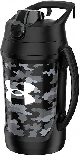 Under Armour Under Armour Insulated Water Bottle with Handle & Fence Hook, Half Gallon Sports Water Jug, Leak-Resistant & BPA-Free for Baseball, Football & Gym - Black Woodland, 64oz