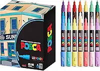 Uni Conjunto de marcadores de tinta Posca de gama completa, pôster Mitsubishi em cores de , ponta extrafina (PC-1M) 21 cores (14 padrão e 7 naturais), importação do Japão