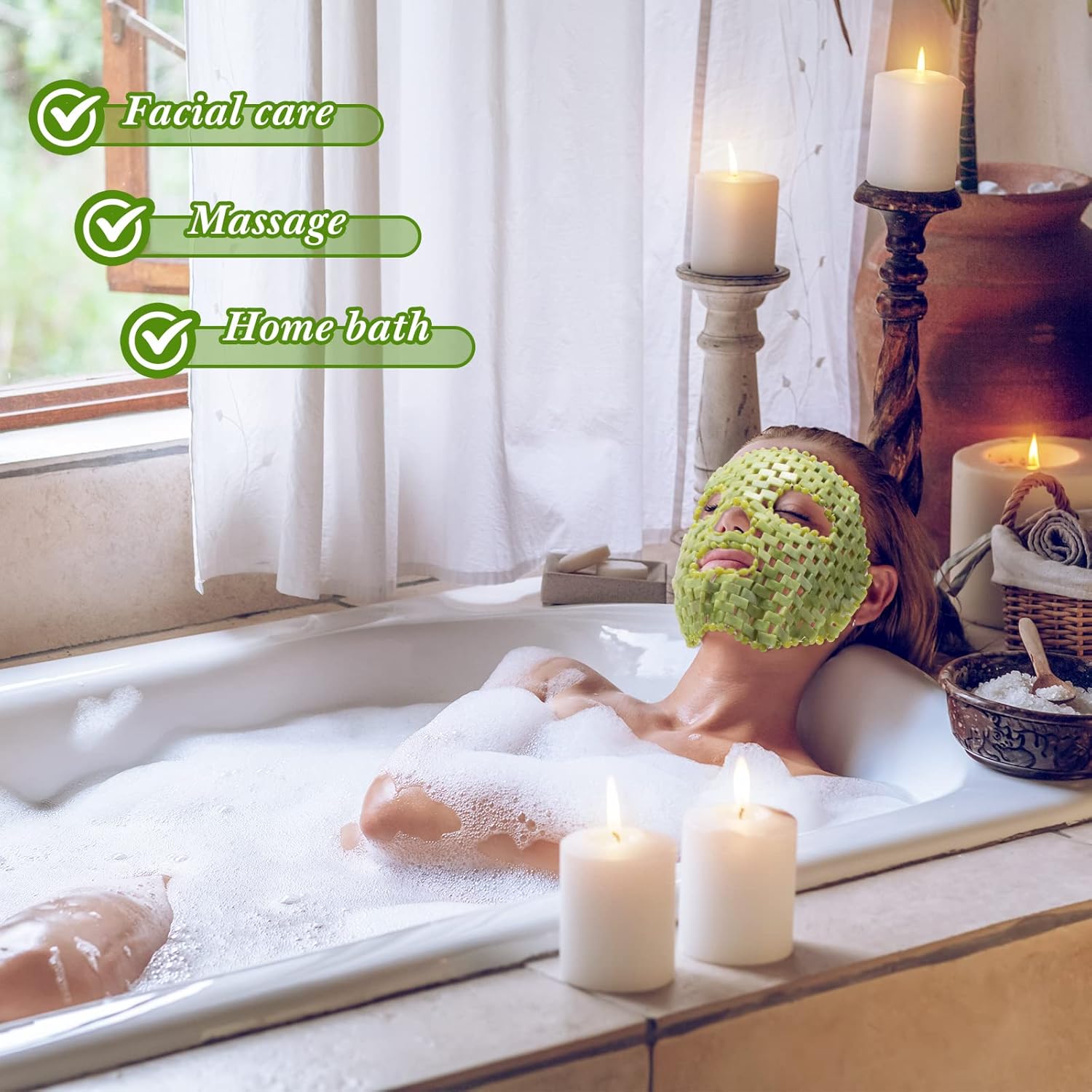 Patelai Jade Facial Mask, Jade Sleep Natural Stone Green Facial Cooling Mask, Beauty Skincare Massage Tools for Alleviate Puffiness Face Massage Puffy Eyes Dark Circles