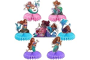 7pcs Cartoon Honeycomb Centerpieces for Black Little Mermaid Party Decorations