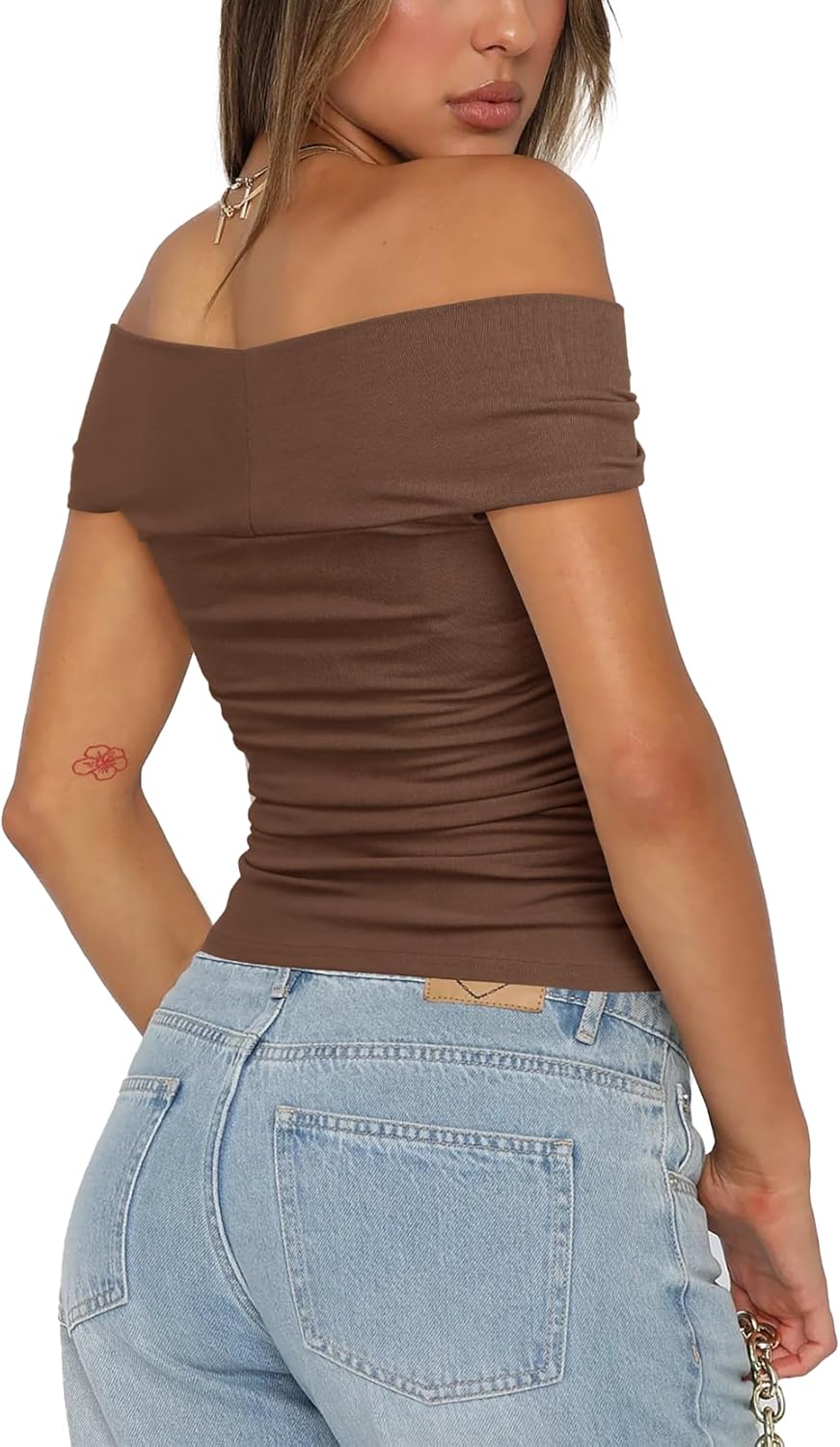 Darong Women Summer Twist Knot Front Off The Shoulder Tank Tops Cap Sleeve Going Out Shirts Slim Fitted Y2K Outfits - Image 3