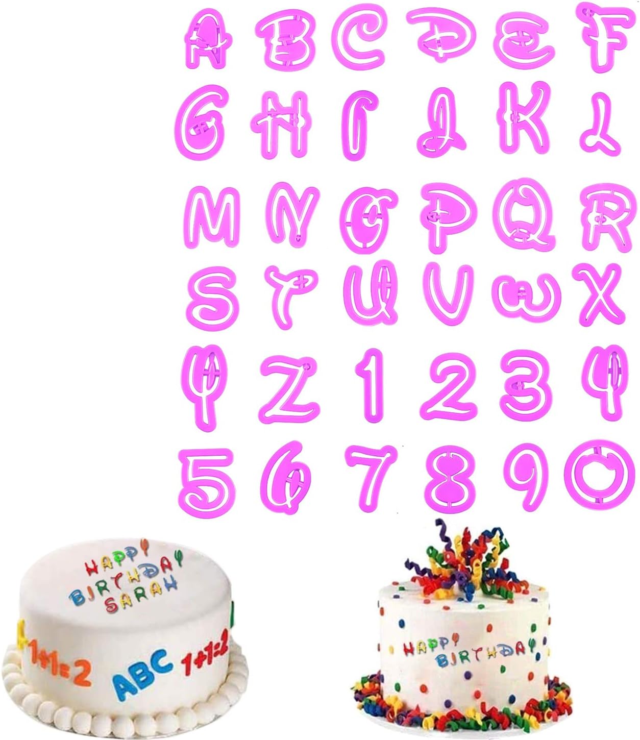 VONUOBEY 36pcs Alphabet Letter Number Cutters Fondant Sugarcraft Cookie Cutters Cake Decorating Sets DIY Baking Tools