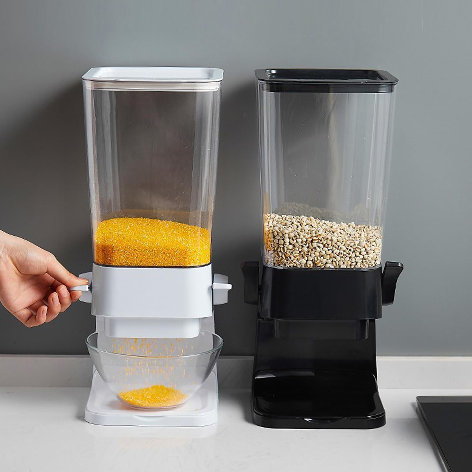 Contenitore per la conservazione dei cereali in plastica trasparente con chiusura ermetica Contenitore per alimenti secchi sfusi da 5, 5 litri per scatola organizzativa per negozi chicchi riso