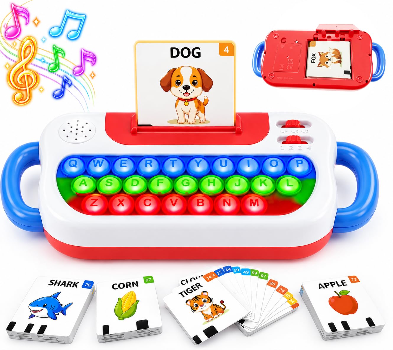 Talking Flash Cards Pop Spelling Keyboard Learning Toys for Toddlers 2-4