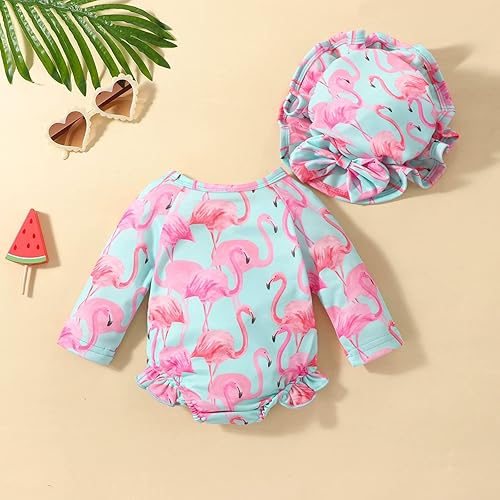 Miniatura 3 de Traje de baño de una pieza con cremallera de manga larga para bebé niña con gorro