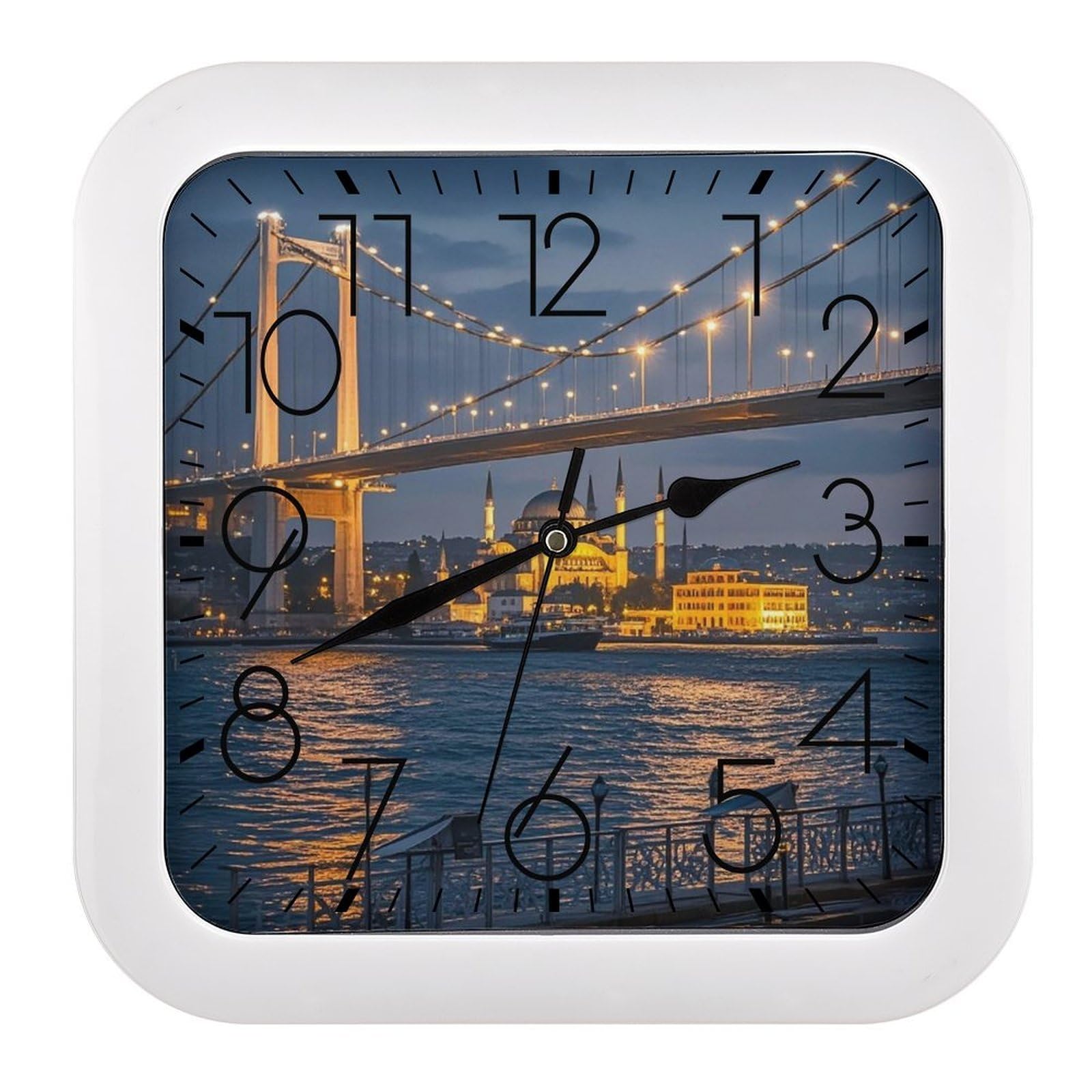 LZQPOEAS Strait Bridge Wall Clock Fashionable Versatile Silent Wall Clock Simple Elegant Non Ticking Analog Clocks Easy to Install Square Modern Clocks for Home Decoration