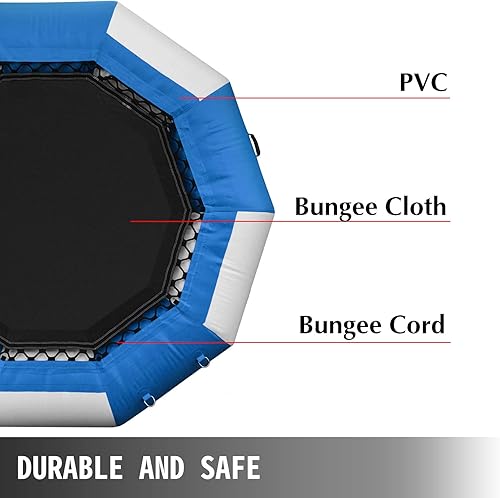 Miniatura 3 de Happybuy Trampolín inflable del agua, gorila inflable redonda del agua con la escalera mecánica, trampolín del agua en azul y blanco para los