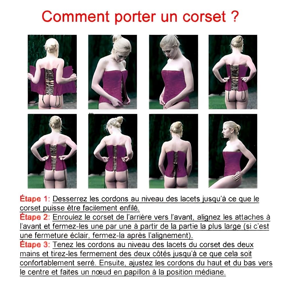 e-girl Corset Taille Acier | Uni, sous poitrine, fermeture busk avant, cordon laçage arrière, baleines acier