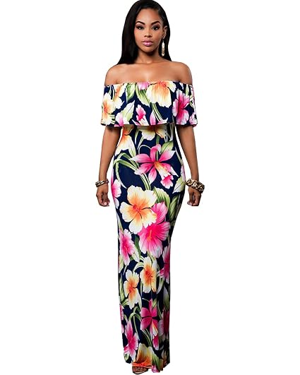 Bodycon Maxi Dress Rose Red L at Amazon 