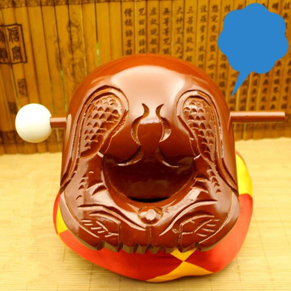 Buddhist Camphorwood Wooden Fish Temple Block Zen Drum with Mat 5 inch