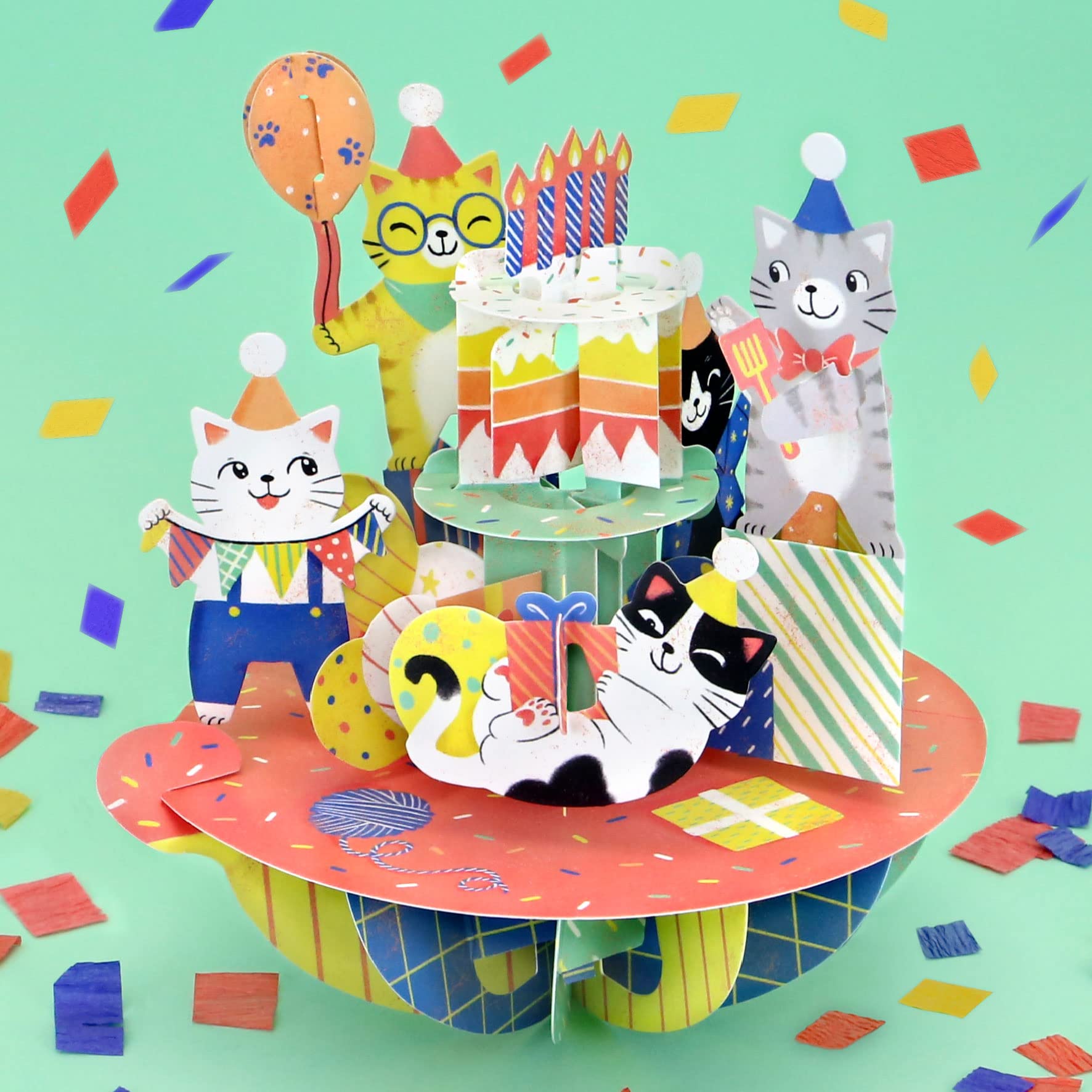 Image secondaire de Carte de vœux pop-up 3D Santoro - Chats d'anniversaire