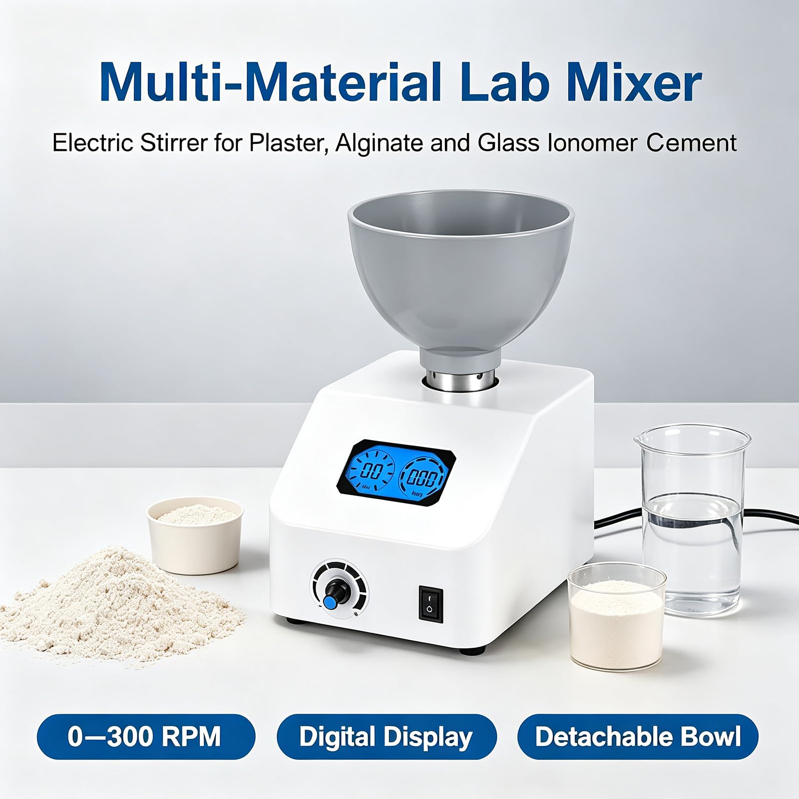 COYEUX Elektrischer Gipsmischer (48 W), 0–300 U/min, Alginatmischer, 6 Geschwindigkeitsstufen, Digitaler Timer (0–99 S), 100–700 Ml Fassungsvermögen, Für Gips Und Glasionomerzement
