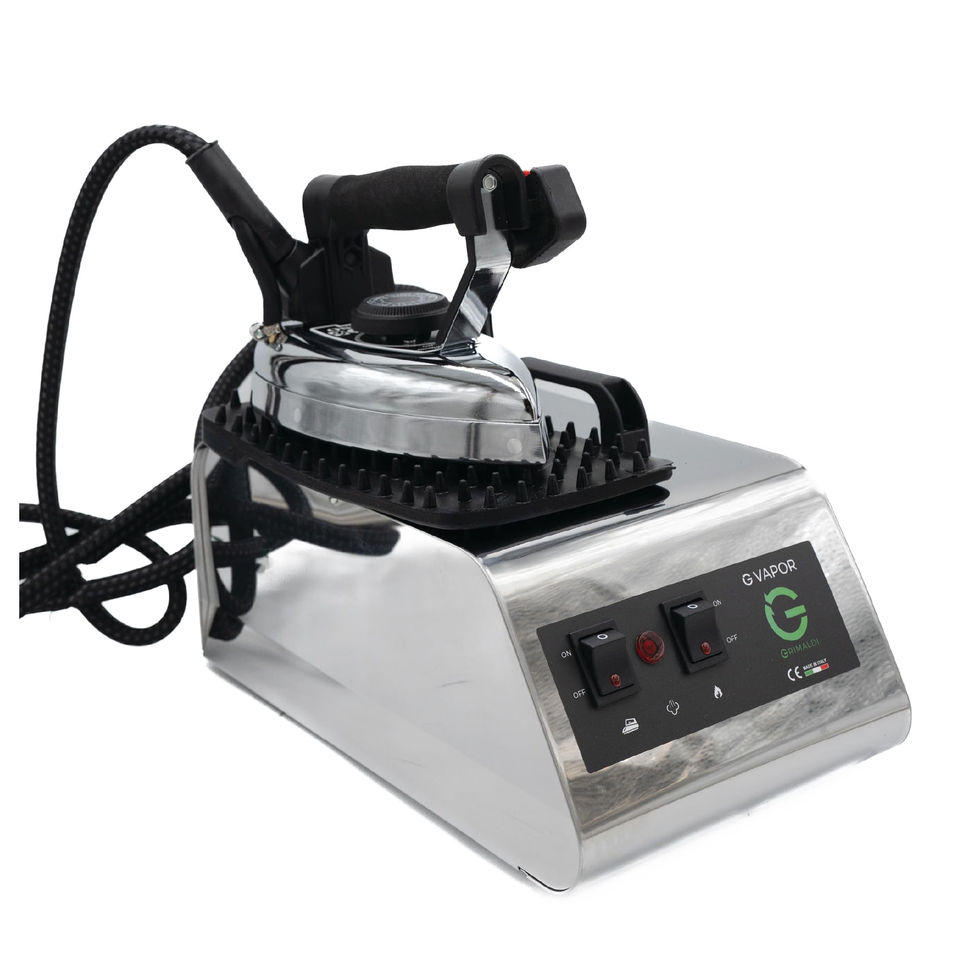 G GRIMALDI Ferro da Stiro Professionale con Caldaia in Acciaio Inox|G VAPOR 1150W + 800W 3.2 Bar Vapore Secco Dry System|Made in Italy|Capacità 1L Autonomia 90 min Anticalcare
