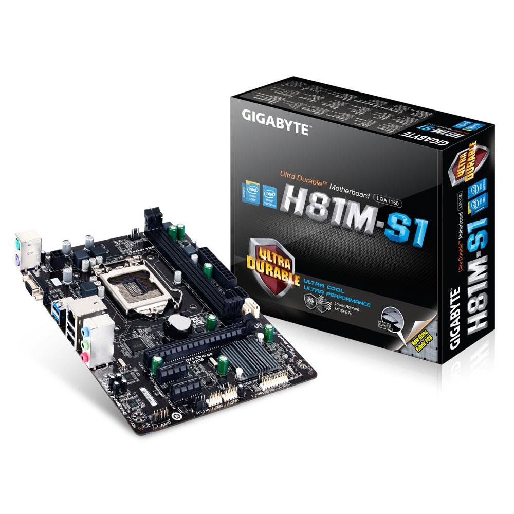 Gigabyte 1155 GBT GA-H81M-S1 Scheda Madre, 2xD3 1333, USB3, SATA3, Nero